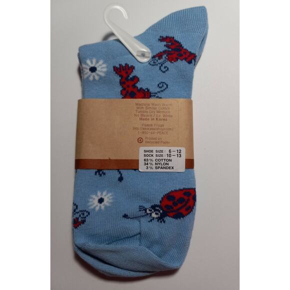 Ladybug Socks Peace Frogs For Shoe Sizes 6-12 and Sock Sizes 10-13 - NEW - Picture 2 of 4